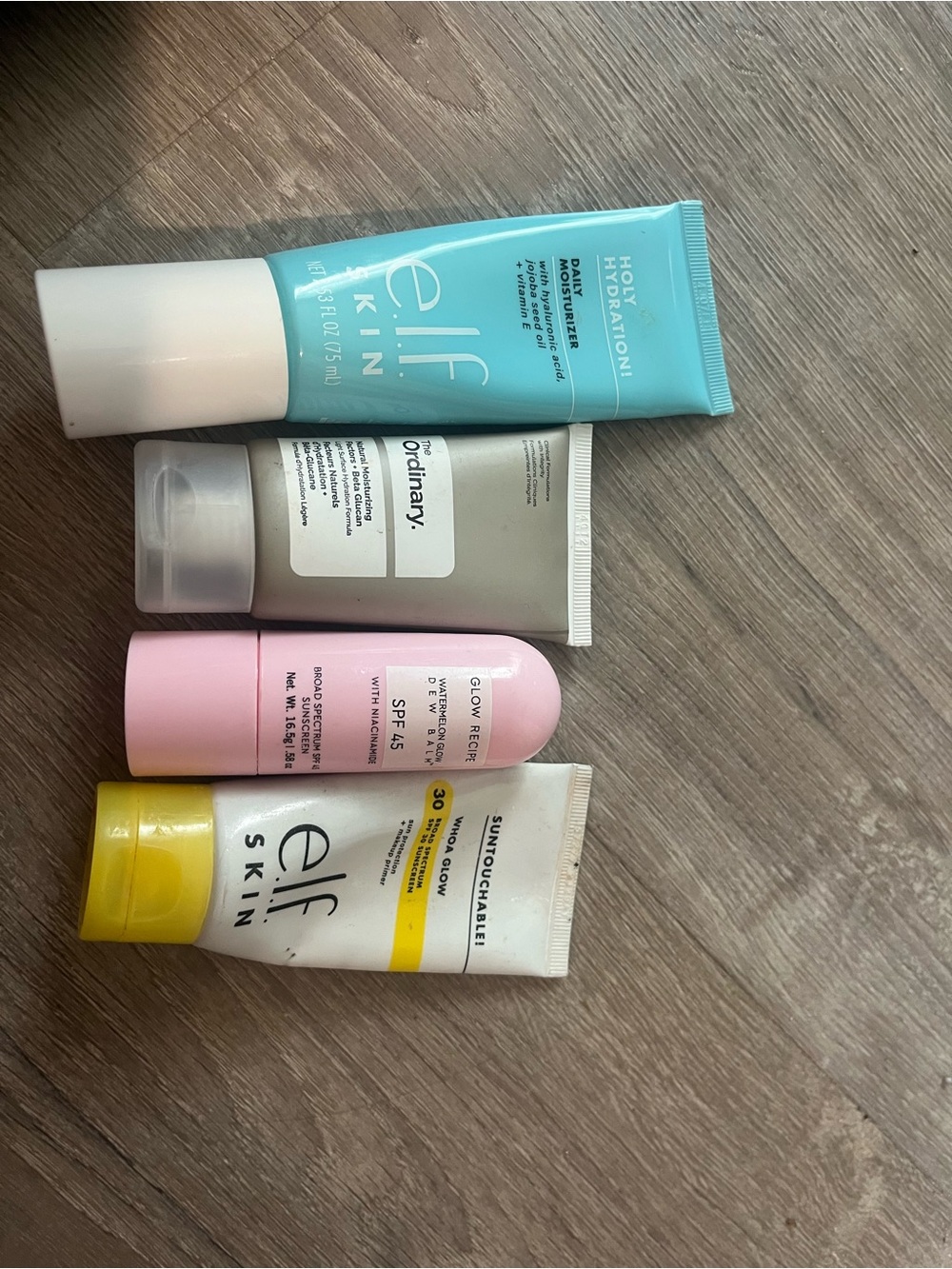Glow Recipe Pink SPF Stick with Aqua and Yellow Skincare Tubes